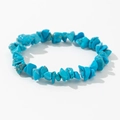 Elastic stretch bracelet featuring natural irregular turquoise crystal gravel stones - Blue