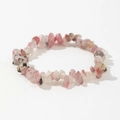 Pink natural crushed stone beaded bracelet featuring polished irregular mineral gems - Light Pinkish Red Stone (11)