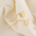 Elegante goldene Schmetterling-Ohrringe mit langer Kette für Damen im Modestil - Hohle Schmetterling Ohrfaden (A74) / Gold