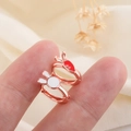 Asymmetric S925 silver rabbit and carrot hoop earrings with rose gold plating - Rose Gold