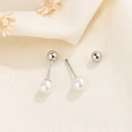 Boucles d'oreilles perles minimalistes en argent S925 avec fermeture à vis sécurisée - Boucles d'Oreilles Perles 8mm Argentées (c77)