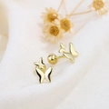 Elegant S925 sterling silver gold butterfly stud earrings with secure screw back closure - Gold