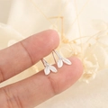 S925 sterling silver leaf stud earrings with detailed leaf texture and minimalist design - 12 Leaf Ear Hook