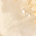 Elegant S925 sterling silver long drop threader earrings with snowflake charms - Snowflake Threader Earrings (A126)