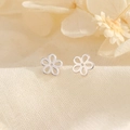 Elegant pair of S925 sterling silver hollow flower stud earrings for women and girls - Hollow Five-petal Flower(32)