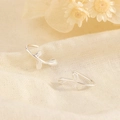 Polished S925 silver ear cuffs featuring a delicate three-leaf branch design for women - 74 Olive Branch Ear Hook