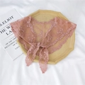 Sciarpa in pizzo rosa con ricamo floreale e nastro per accessori da donna - Bordo Floreale in Pizzo / Rosa
