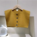 Chal de punto amarillo jengibre con botones de 100% poliéster para mujer moderna - Amarillo Jengibre