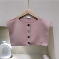 Chal de punto rosa empolvado con cuatro botones de resina y bordes acanalados - Polvo de rosa seca