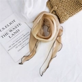 Elegant champagne gold mesh diamond scarf with delicate black wavy edges for women - Khaki