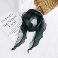 Elegant dark green semi-transparent chiffon scarf with wavy edges for women - Green