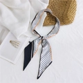 Foulard étroit en soie à motif pied-de-poule classique avec bordures orange vif - Pied-de-poule Orange (XPD0067-6)