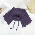 Châle en tricot côtelé violet avec perles d'imitation et nœud pour femmes - Violet