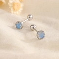 Boucles d'oreilles S925 argent avec pierre de lune bleue et fermoir à vis - Pierre de Lune Bleu Clair (c99)