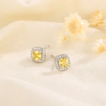 Boucles d'oreilles halo vintage avec cristaux jaunes et accents scintillants élégants - Blanc Argenté