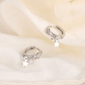 S925 sterling silver double star hoop earrings with delicate tassel and cubic zirconia - Dainty Double Star Ear Buckles (HL-65)