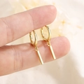 Orecchini pendenti geometrici in argento S925 dorato stile minimalista gioielli da donna - Oro