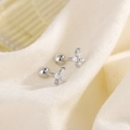 Silver butterfly zircon stud earrings with secure screw ball back on knit fabric - Butterfly Shape (C103) / Silver