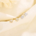 Mini heart screw back earrings with sparkling crystals in gold and silver set - Stud Earrings / Gold