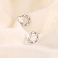 Exquisite S925 sterling silver butterfly hoop earrings with sparkling zircon inlay - Silver Butterfly Zirconia Hoop Stud Earrings (C111)