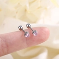 Minimalistische herzförmige Knorpel-Ohrringe mit Schraubverschluss und rosa Zirkonia - Rosa (C113)