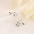 S925 silver planet screw back earrings with sparkling zircon for women and girls - Planet Screw Back (C118) / Silver (C118)