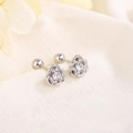 Orecchini a perno a rosa in argento con zircone bianco e chiusura a vite sicura - Stile Rosa Argento (C124)