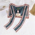 Green silk ice shawl scarf featuring lemon illustration and elegant pink border trim - Fruit Girl (1)