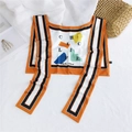 Orange ice silk scarf with CHIC LIFE print and black white stripes for sun protection - Letter Color Block (8)