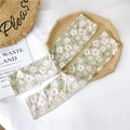 Floral cooling ice silk sun protection sleeves in light green with white flower pattern - Floral Green