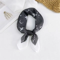 Star and moon pattern cotton linen neck scarf in classic black and white print - Starry Night Black