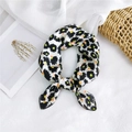 Floral silk scarf for women featuring black petal prints and yellow accents in a ring knot - 50cm x 50cm / Black and Beige Rose