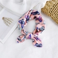 Pink silk neckerchief with colorful butterfly print tied in a neat decorative knot - 50cm x 50cm / Pink Butterfly
