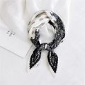 Pleated square neck scarf with classic black and white paisley pattern and silk finish - Pleated Paisley Frame Black