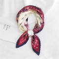 Pleated cashew pattern small silk scarf in classic red, white, and navy blue tones - Pleated Paisley Frame Wine Red