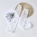 Manguitos elegantes de encaje floral blanco con puños elásticos estilo dulce Lolita - Talla única / Blanco