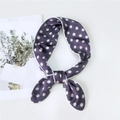 Polka dot silk scarf in deep purple with white edges and elegant knot styling - Purple
