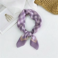 Purple and white checkered cotton linen scarf tied as a stylish fashion headband - Classic Gingham Purple