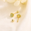 Elegante S925 Gold-Ohrstecker mit grünen Jade-Perlen und Schraubverschluss im Herzdesign - Gold (C140)