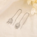 Elegante S925 Sterlingsilber Quastenohrringe mit chinesischem Ruyi-Schloss für Damen - Silber Ruyi Lock Ohrenfaden (A147)