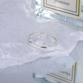 Minimalist S925 sterling silver cat ear open ring with cute paw print engraving - Cat Ear Paw Open Style (B20)