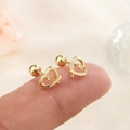 Minimalistische S925 Silber Herz Ohrstecker mit Schraubverschluss in Goldoptik - Gold (C161)