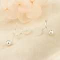 Close-up of S925 sterling silver screw back earrings with translucent white beads - A164 Spiral Style / White (Silver Style)