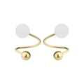 Élégantes boucles d'oreilles spirale en argent S925 doré avec perles givrées et clous or - Blanc (Style Doré)