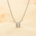 Collana in argento 925 raffinata con ciondolo in zircone rotondo su catena delicata - Stile Pietra Singola Argento (W2)