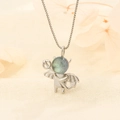 925 silver devil moonstone necklace with trident pendant and blue gemstone inlay - Little Devil Moonstone Style (W14)