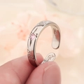 S925 silver couple ring with brushed finish and pink star zircon stone for women - Pink Stone Style (B25) / Pink