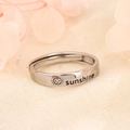 Adjustable S925 silver sun ring with sunshine engraving and black enamel details - Men's Style (Sunshine Engraved)