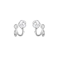 Boucles d'oreilles camélia en argent avec zircons étincelants au design floral chic - Style Camélia (A172)