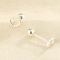Eleganti orecchini a lobo a cuore in argento S925 con chiusura a vite su tessuto - Oro Bianco